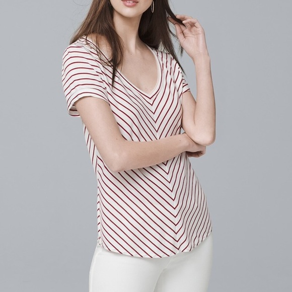 WHBM Stripe Deep-V Easy Tee - Picture 6 of 7